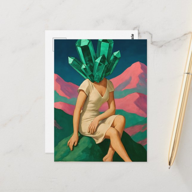 Carte Postale Surreal Emerald Crystals Femme (Devant/Arrière en situation)
