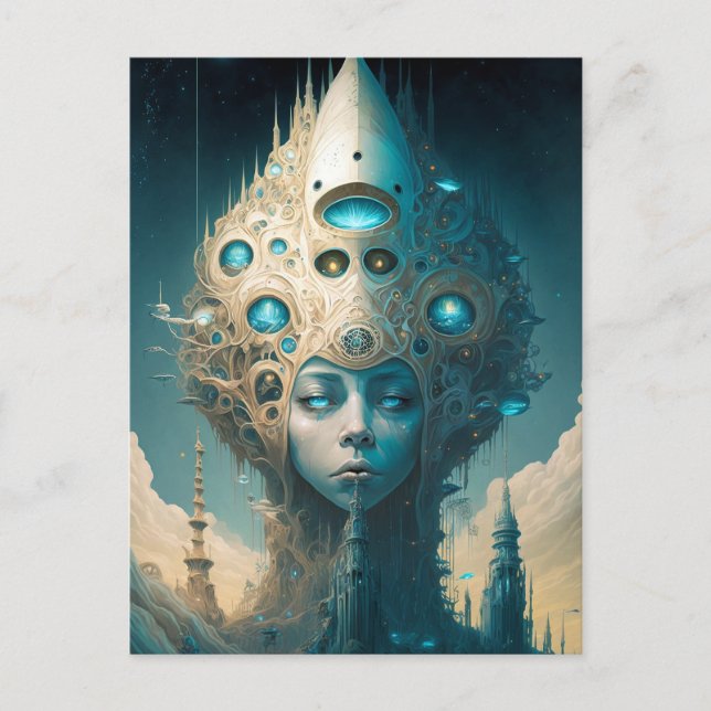 Carte Postale Surreal Futuristic Alien Woman Lanscape (Devant)