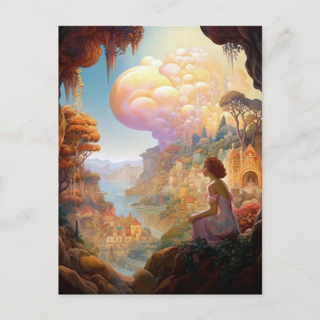 Carte Postale Surreal Imaginaire City Paysage Art (Devant)