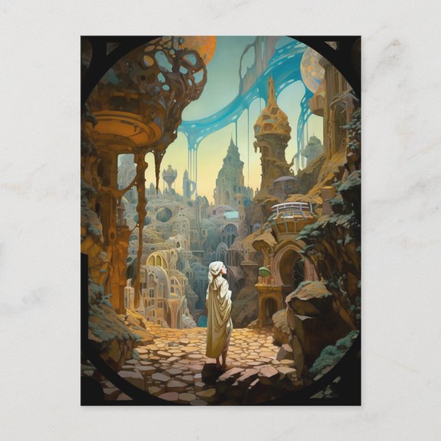 Carte Postale Surreal Imaginaire City Paysage Art (Devant)