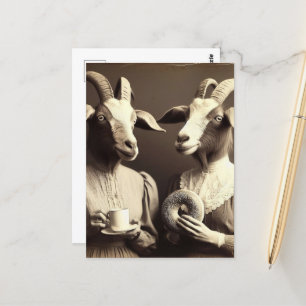 Carte Postale Surreal Morning Coffee and Bagel Chèvre Femmes