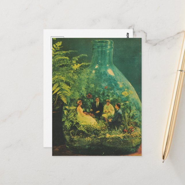 Carte Postale Surreal People Une fête dans une bouteille (Devant/Arrière en situation)
