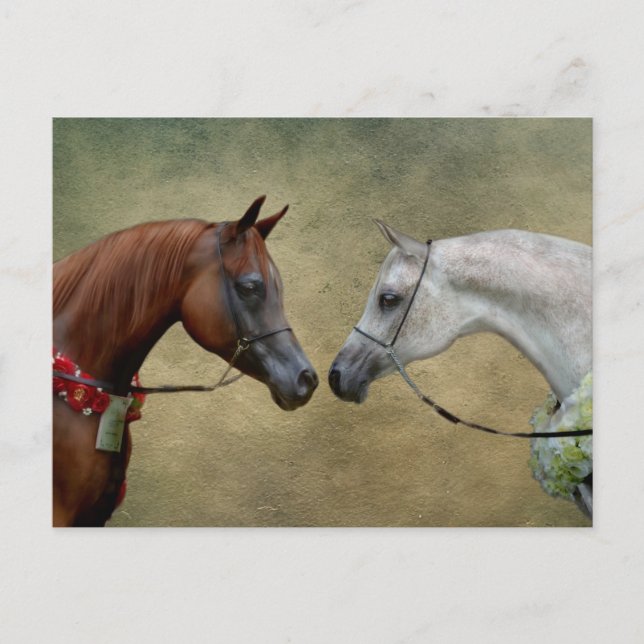 Carte Postale Surreal two horses painting. (Devant)