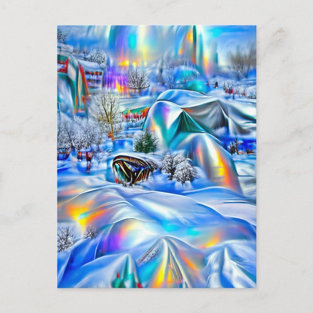 Carte Postale Surreal Winter Wonderland avec lumière Iridescente (Devant)