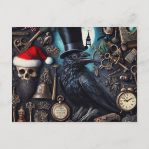 Carte Postale Surréalisme de Noël gothique inspiré de Poe Poetry