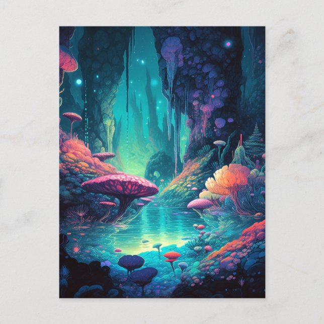 Carte postale surréelle couleur grotte Imaginaire  (Devant)