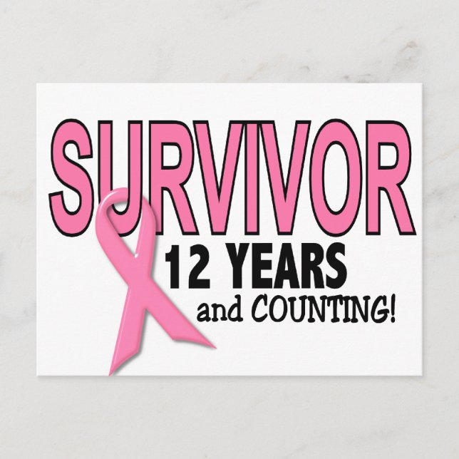 Carte Postale SURVIVANT DU CANCER DU SEIN 12 ans et dénombrement (Devant)