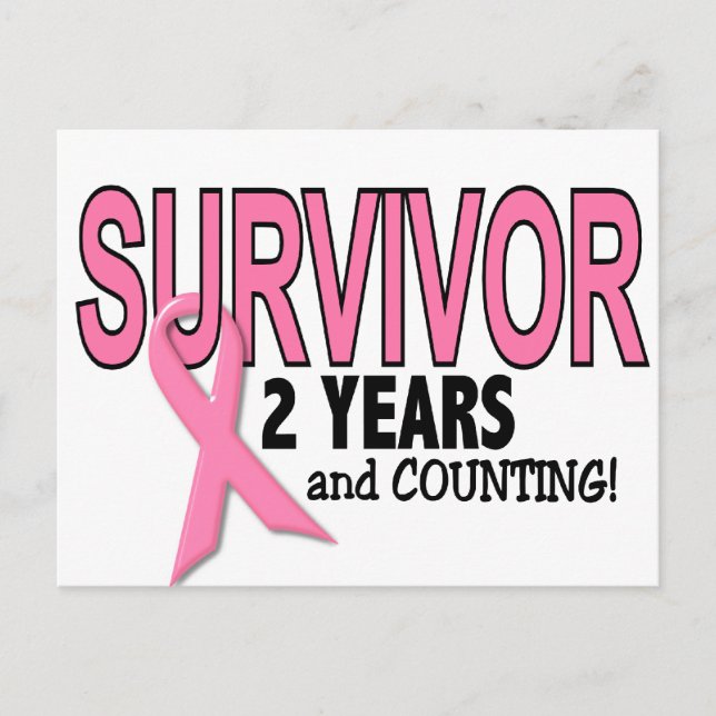 Carte Postale SURVIVANT DU CANCER DU SEIN 2 ans & comptage (Devant)