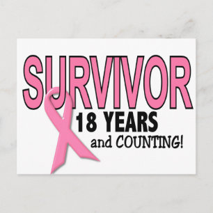 Carte Postale SURVIVANTE DU CANCER DU SEIN 18 Ans et ça continue