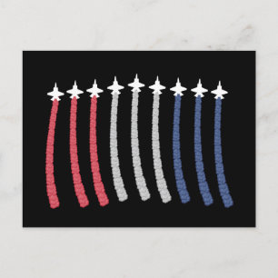 Carte Postale Survol de l'armée de l'air Rouge Blanc Bleu 4 juil