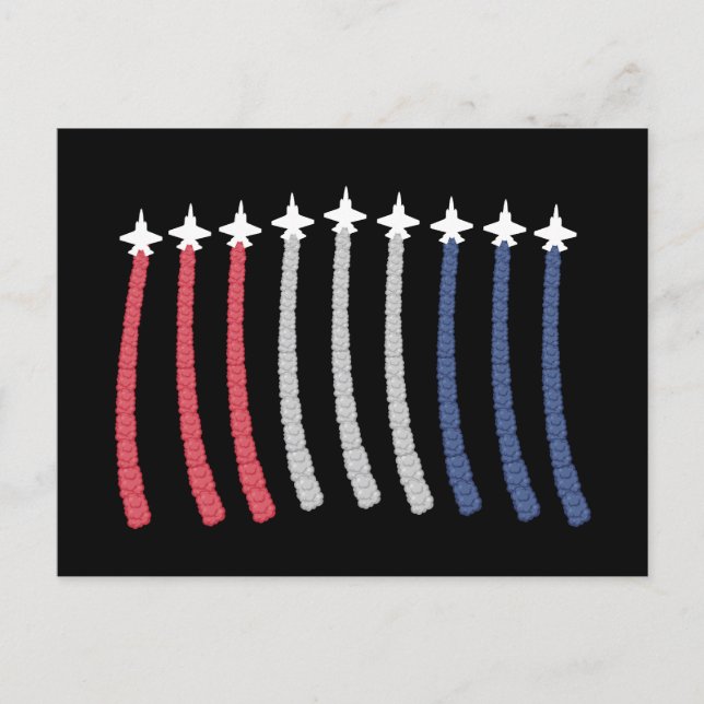 Carte Postale Survol de l'armée de l'air Rouge Blanc Bleu 4 juil (Devant)