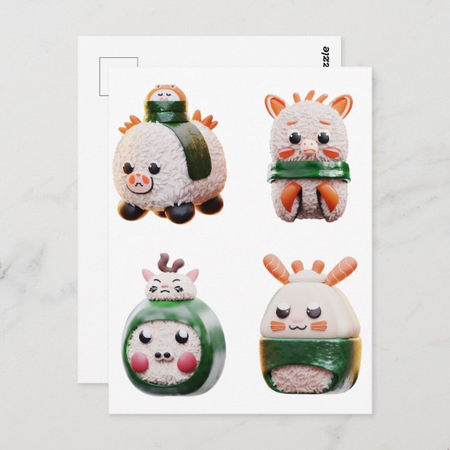 Carte Postale Sushi Animal, Post-croisement (Devant / Derrière)