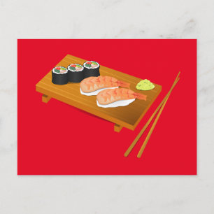 Carte Postale Sushi cuisine japonaise mignonne