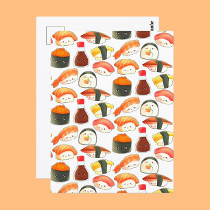 Carte Postale Sushi japonais mignon