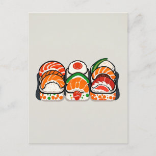 Carte Postale sushi japonais minimaliste