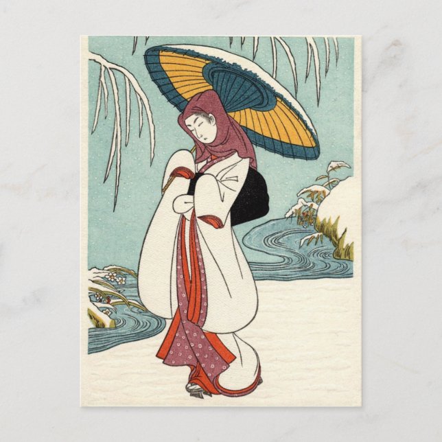 Carte Postale Suzuki Harunobu - Fleurs de neige d'hiver (Devant)