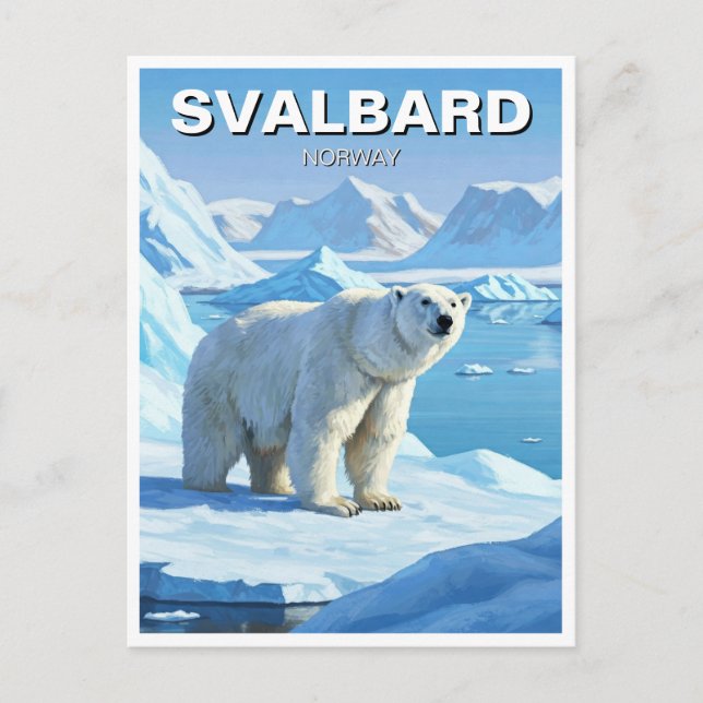 Carte Postale Svalbard de neige à l'ours polaire Norvège (Devant)