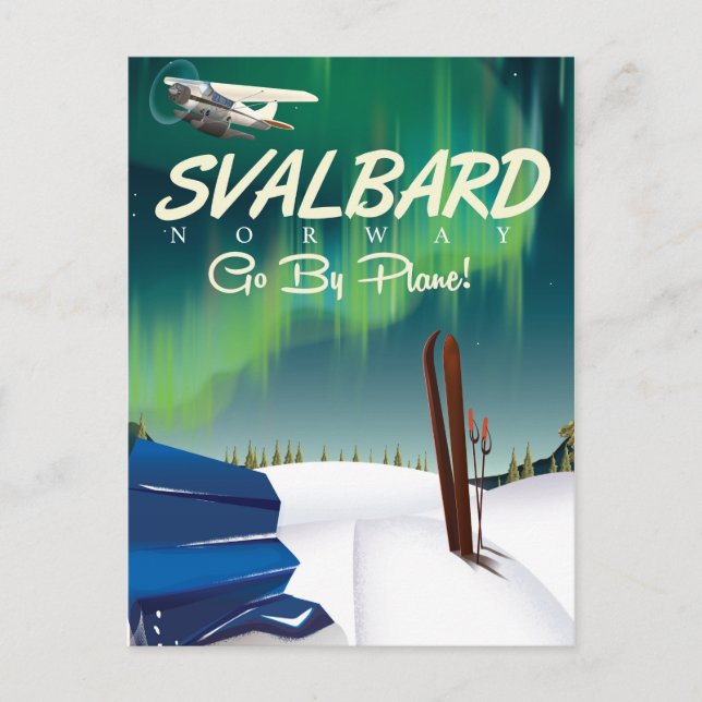 Carte Postale svalbard Norvège Lampes du Nord affiche de voyage (Devant)