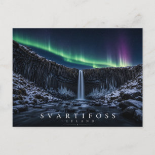 Carte Postale Svartifoss Chutes Noires Islande Lumières du Nord