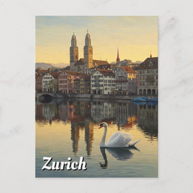Carte Postale Swan à Zurich Suisse Voyage (Devant)