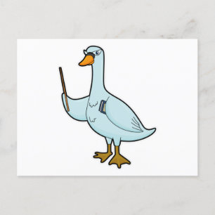 Carte Postale Swan en tant qu'enseignant avec livre et pointeur