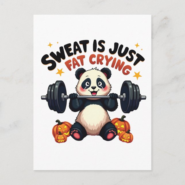 Carte Postale Sweat est juste graisse Pleurer Funny Panda Fitnes (Devant)