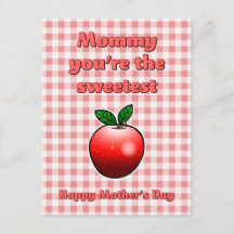 Carte postale Sweest Red Apple Mothers Day