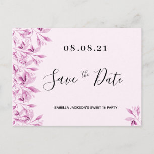 Carte Postale Sweet 16 fours rose pâle de fête enregistrer la da