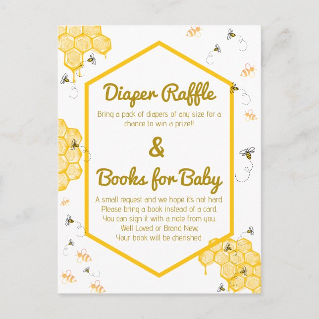 Carte Postale Sweet As Can Bee Diaper Raffle & Livres 4 Bébé (Devant)