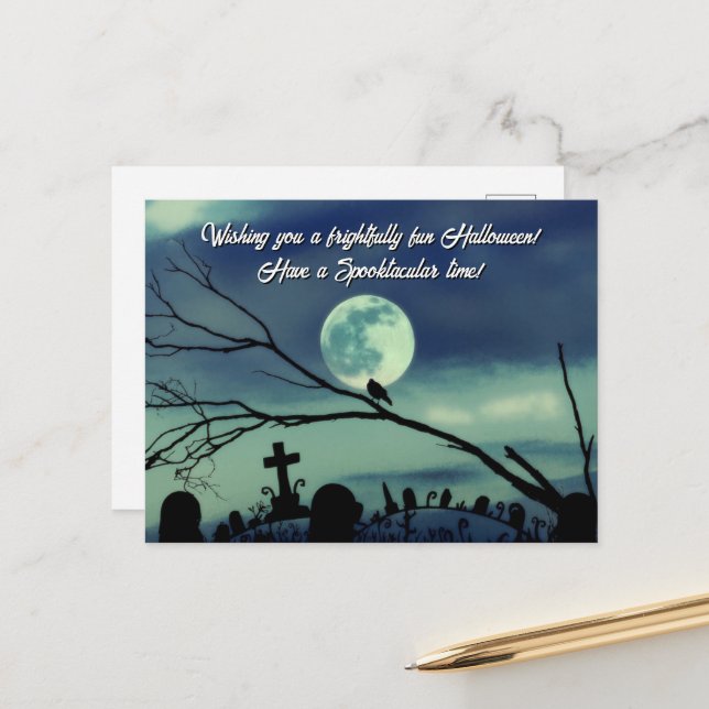 Carte Postale Sweet Darkness Pleine lune gothique Eerie Graveyar (Devant/Arrière en situation)