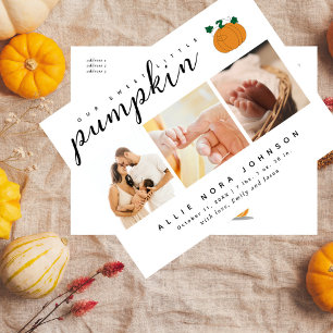 Carte Postale Sweet Little Citrouille Photo Fall Baby Faire-part