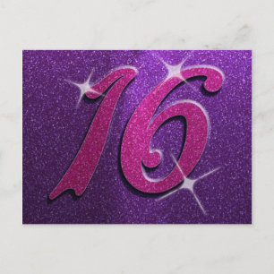Carte postale Sweet sixteen rose et violet