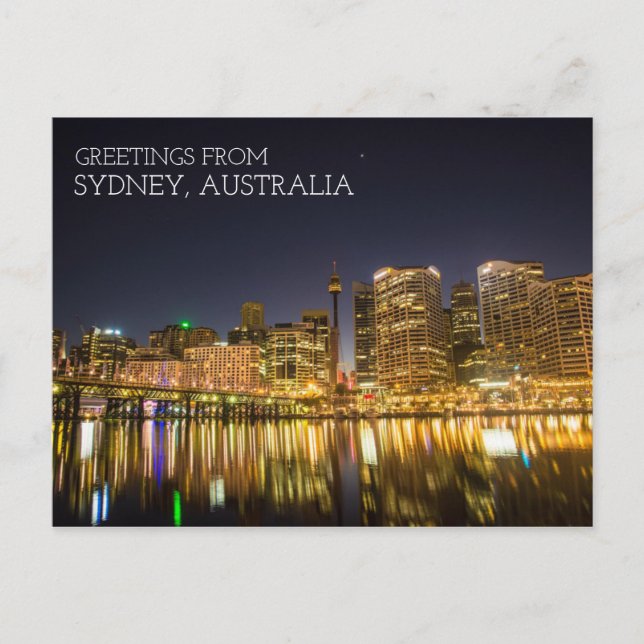 Carte Postale Sydney Australie Darling Harbour La Nuit (Devant)