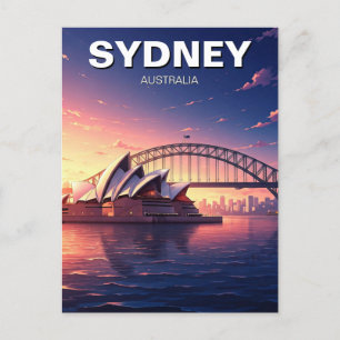 Carte Postale Sydney Opera House Australie pont couché de soleil