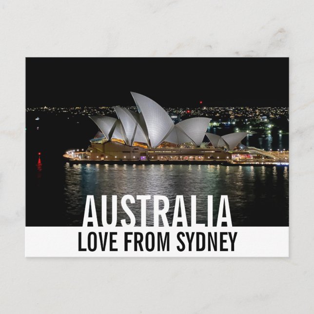 Carte Postale Sydney Opera House de nuit Amour d'Australie (Devant)