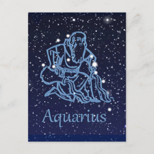 Carte Postale Symbole Aquarius Constellation et Zodiaque avec ét
