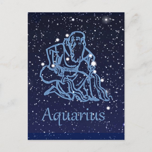 Carte Postale Symbole Aquarius Constellation et Zodiaque avec ét (Devant)