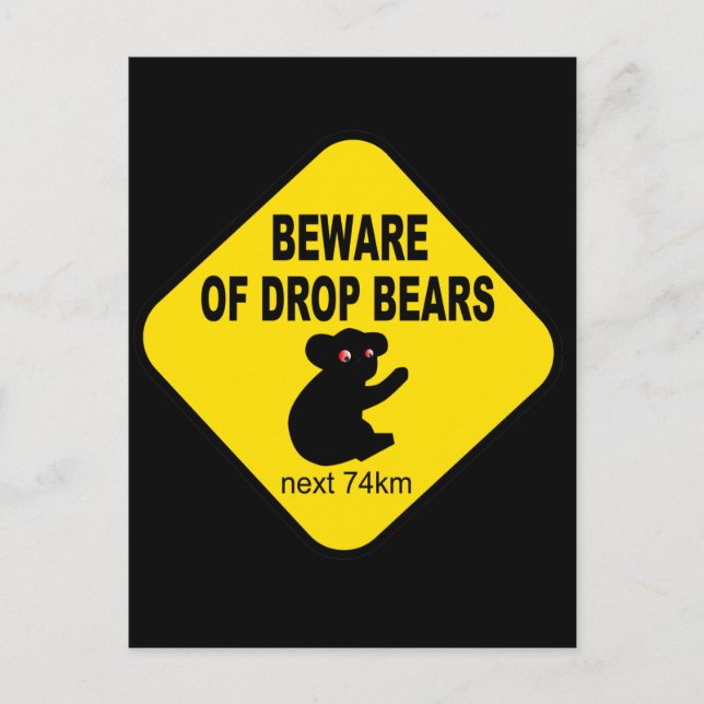 Carte Postale Symbole australien amusant. Méfiez-vous des Ours L (Devant)
