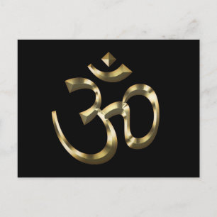 Carte Postale Symbole bouddhiste hindou Yoga or noir métallique