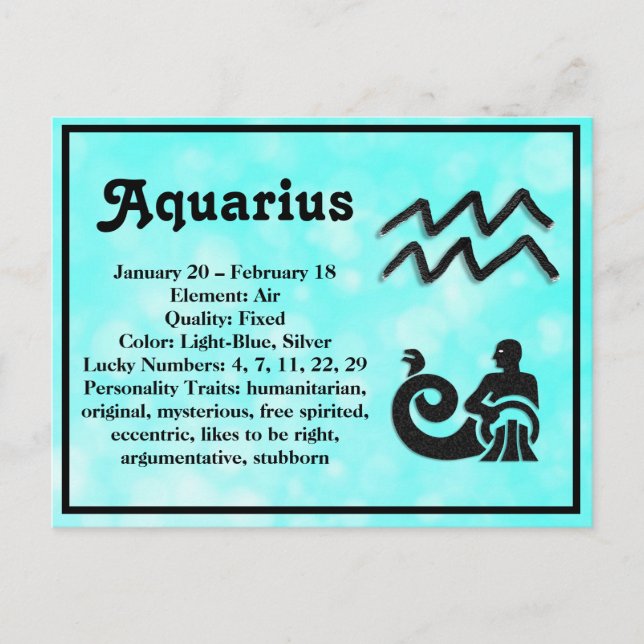 Carte Postale SYMBOLE D'Astrologie Aquarius Horoscope Zodiac (Devant)