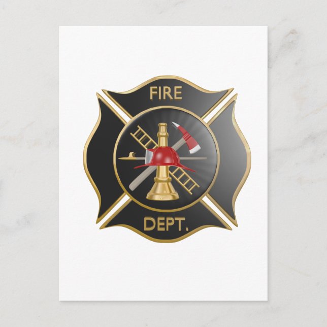 Carte Postale Symbole de croix maltaise des pompiers noirs (Devant)