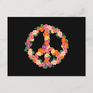 Carte Postale SYMBOLE DE LA PAIX FLEURIE DES ANNÉES 1970 Art les