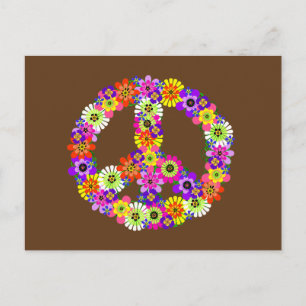 Carte Postale SYMBOLE DE LA PAIX Floral en Brown