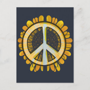 Carte Postale Symbole de la paix tournesol tournesol Monde Paix