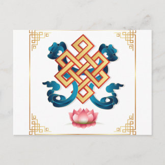 Carte Postale Symbole de la religion mongole noeud sans fin pour