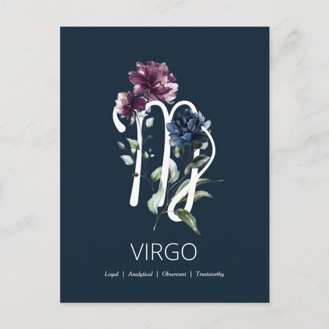 Carte Postale Symbole de la Virgo florale moderne (Devant)