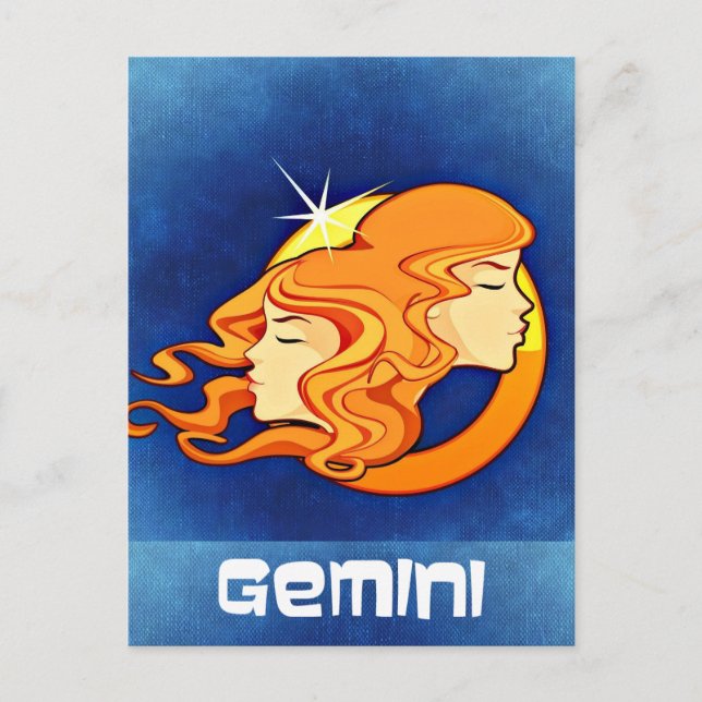 Carte Postale Symbole de l'astrologie de Gemini Zodiac (Devant)