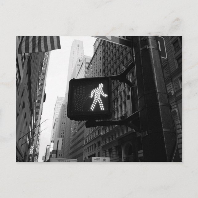 Carte Postale Symbole de marche noir blanc de Manhattan New York (Devant)