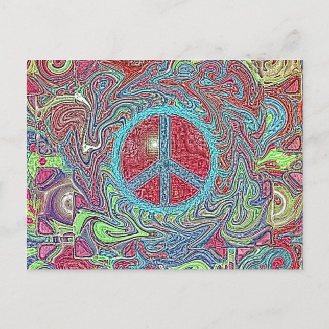 Carte Postale SYMBOLE DE PAIX Super DE TRIppY Psychedélique (Devant)