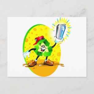 Carte Postale Symbole de recyclage animé avec canette en alumini
